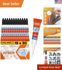 Fast-Drying Super Glue Gel - 12 x 3g Non-Drip Adhesive for All Materials