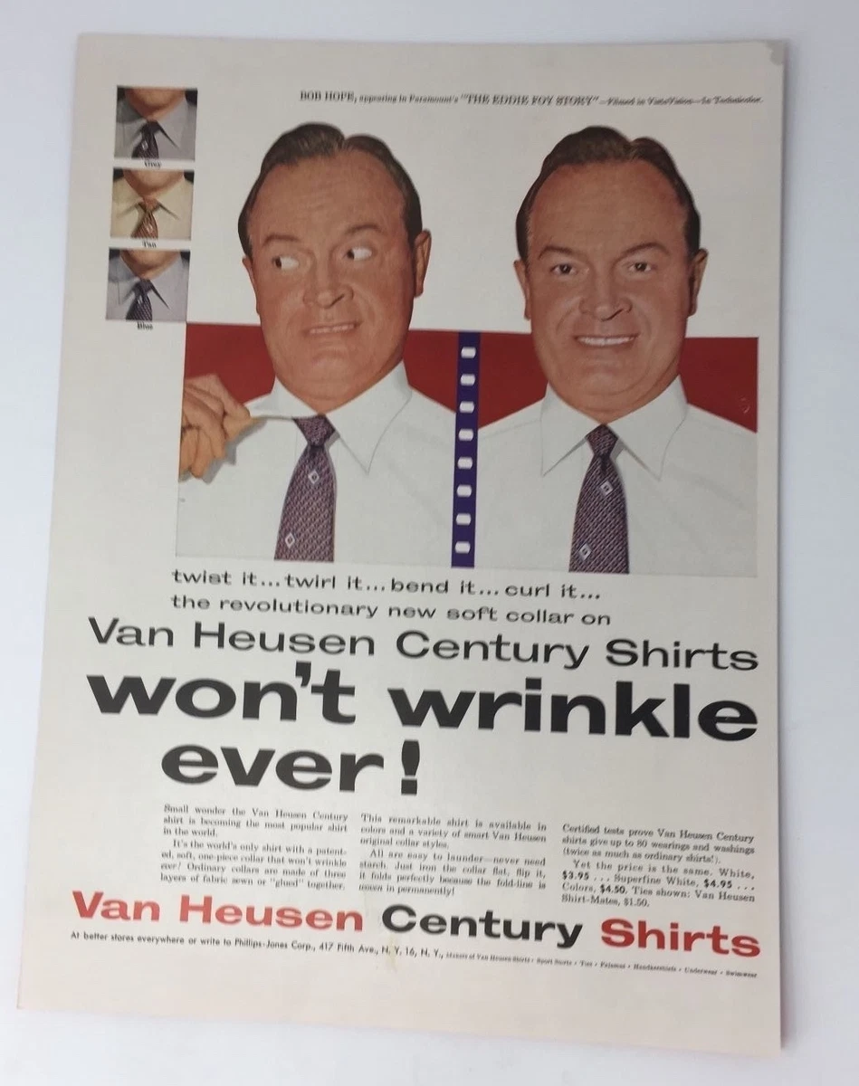 Original Print Ad 1954 VAN HEUSEN Wrinkle Shirts Won't Wrinkle Bob Hope