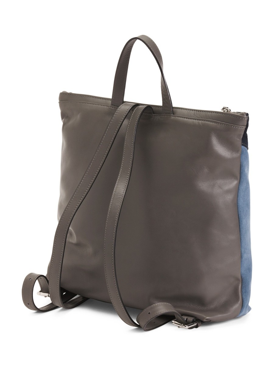 Innue Backpack Innue of Italy Italian Suede & Leather Combo Backpack Blue  main image 3