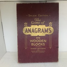 GAME OF ANAGRAMS ON WOODEN BLOCKS PARKER BROTHERS 1930 SALEM