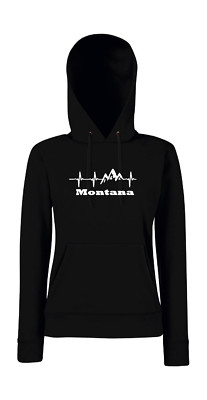 Heartbeat Mountains I Montana Berge Herzschlag EKG l Girlie Kapuzenpullover 