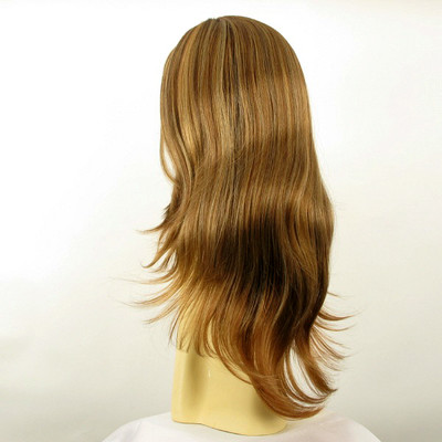 Perruque Longue Femme Couleur Châtain Clair Mèches Blond Doré Et Cuivré - Synthétique Raide