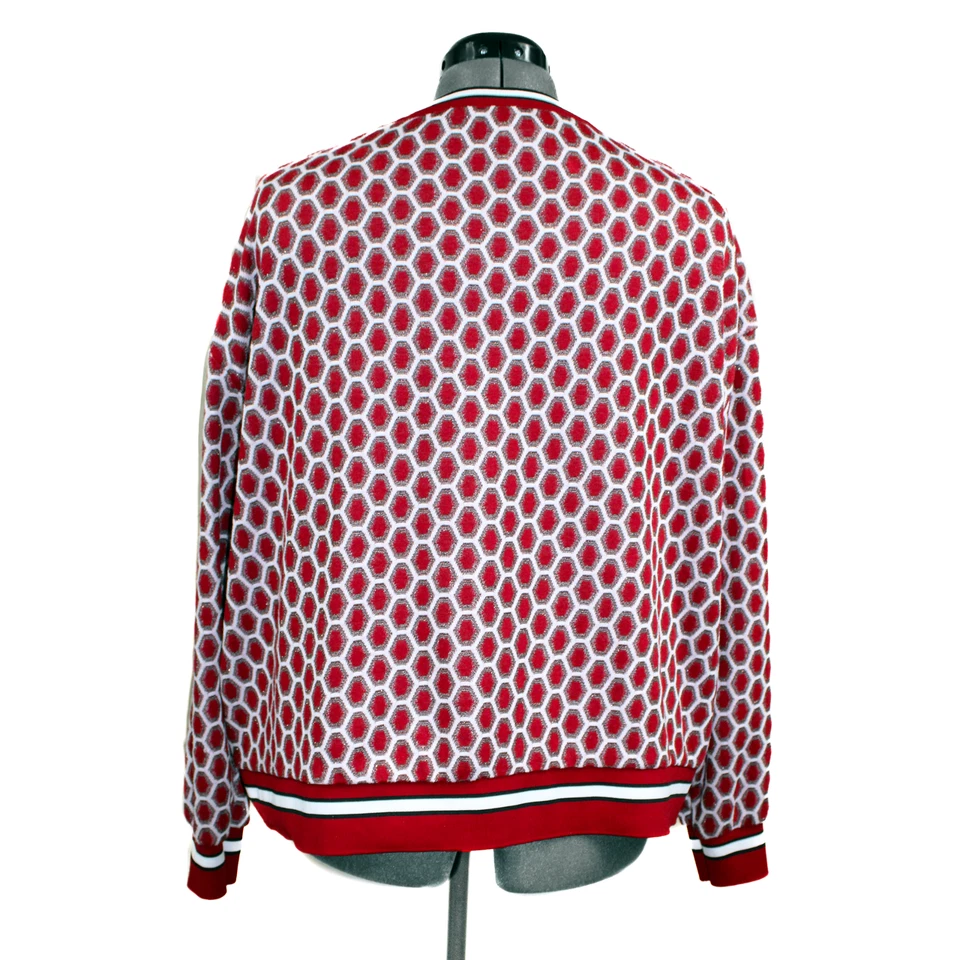 GP  J Baker X H&M Womens XL Red White Sweater Honeycomb Pullover Gold Metallic - Image 3 of 4