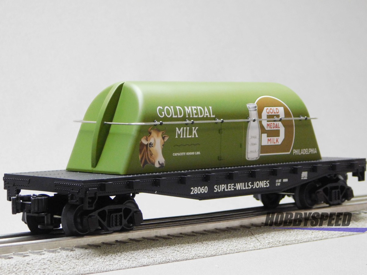LIONEL GOLD MEDAL MILK FLATCAR W/ MILK CONTAINER O GAUGE farm