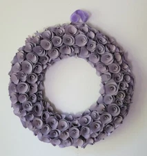Beautiful Crafted Wreath 18" Purple Rosettes