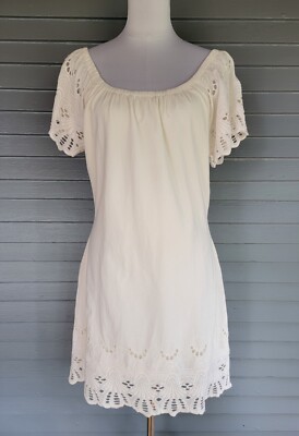 Astars + Evereve Eyelet Lace Dress Off The Shoulder Scalloped Edge Women's  Med | eBay