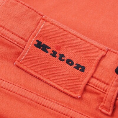 Kiton Napoli Slim-Fit Red-Orange Soft Stretch Denim 5-Pocket Jeans