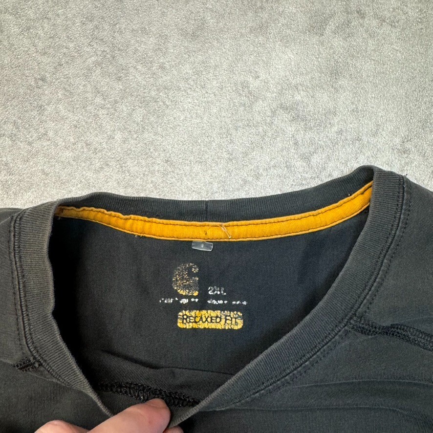 Carhartt T-Shirt Mens Y2K Short Sleeve Pocket Workwear Tee, Black, 2XL image 7