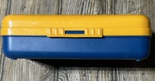 Vintage 90's Spacemaker Plastic Pencil Pen Storage Box Yellow Top  Blue Bottom