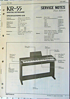 Roland KR-55 Digital Piano Keyboard Original Service Manual Booklet