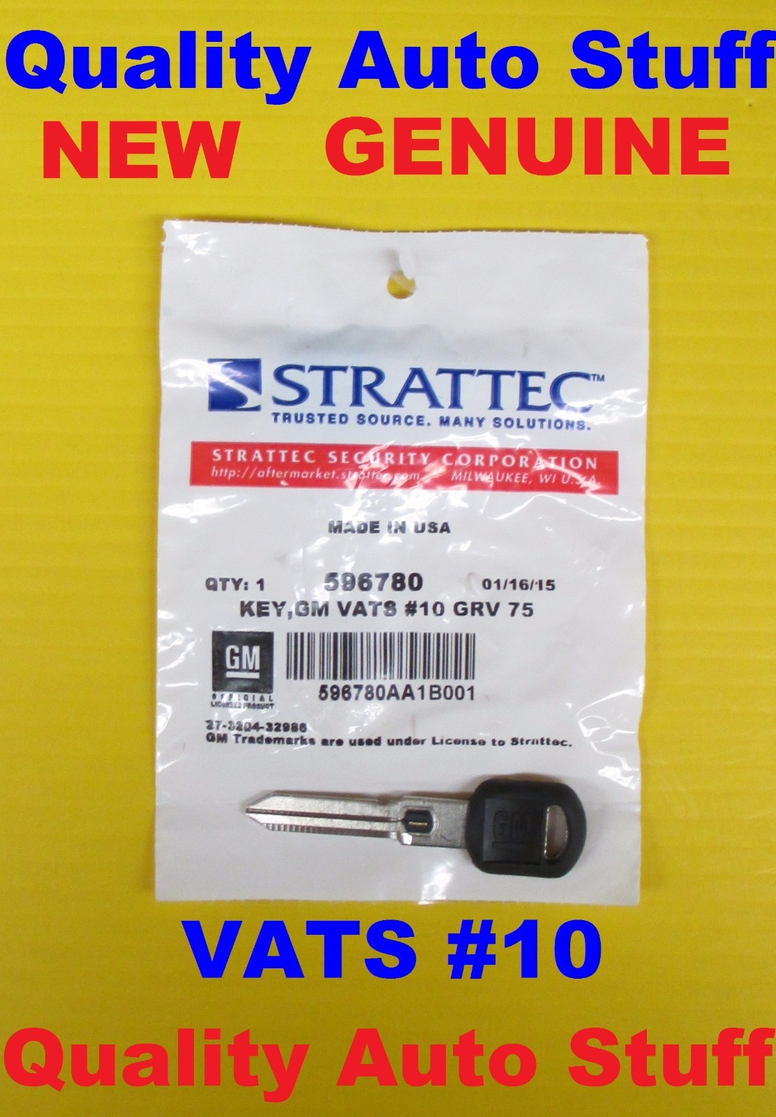 NEW Genuine GM Double Sided VATS Chip Key 10 596780 26038362 SEALED 3.