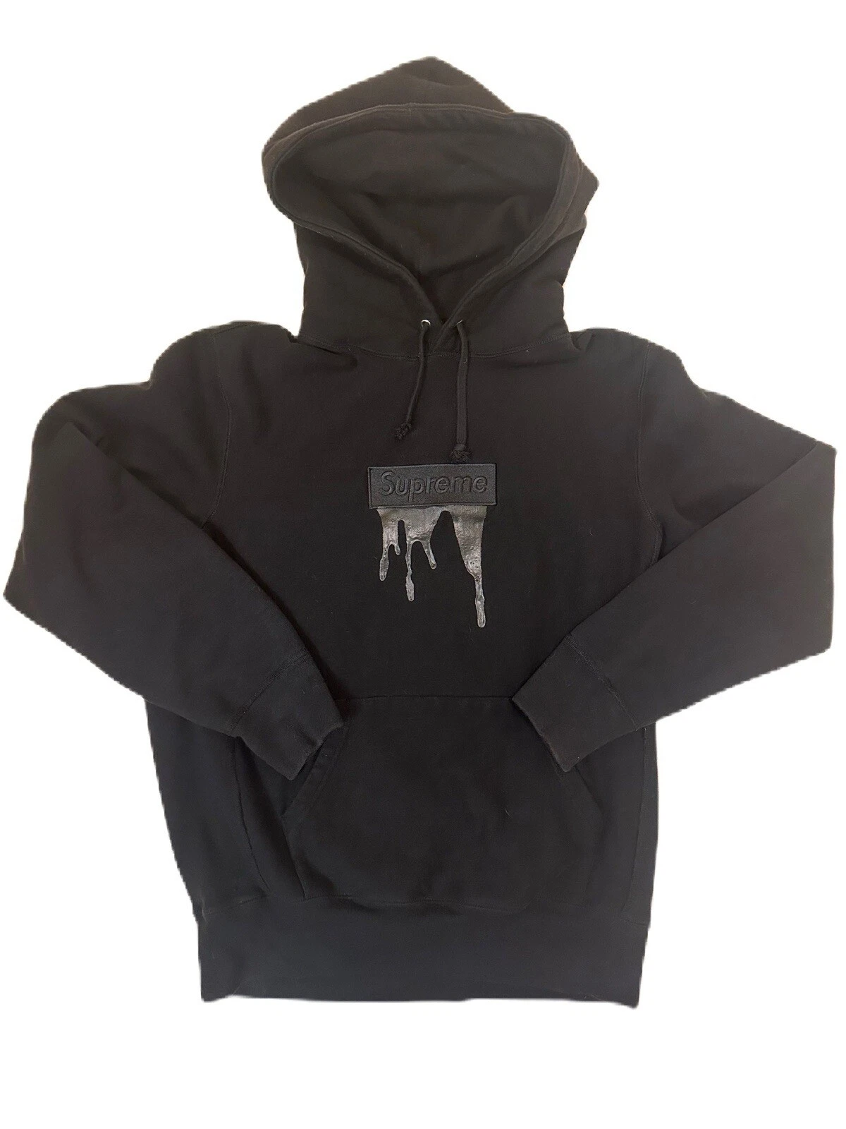 Pull à capuche Supreme Ooze Drip Box logo noir grunge patchwork art