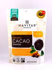 Navitas Organics Cacao Wafers 8 oz - Plant Based Superfood NON GMO Fair Trade