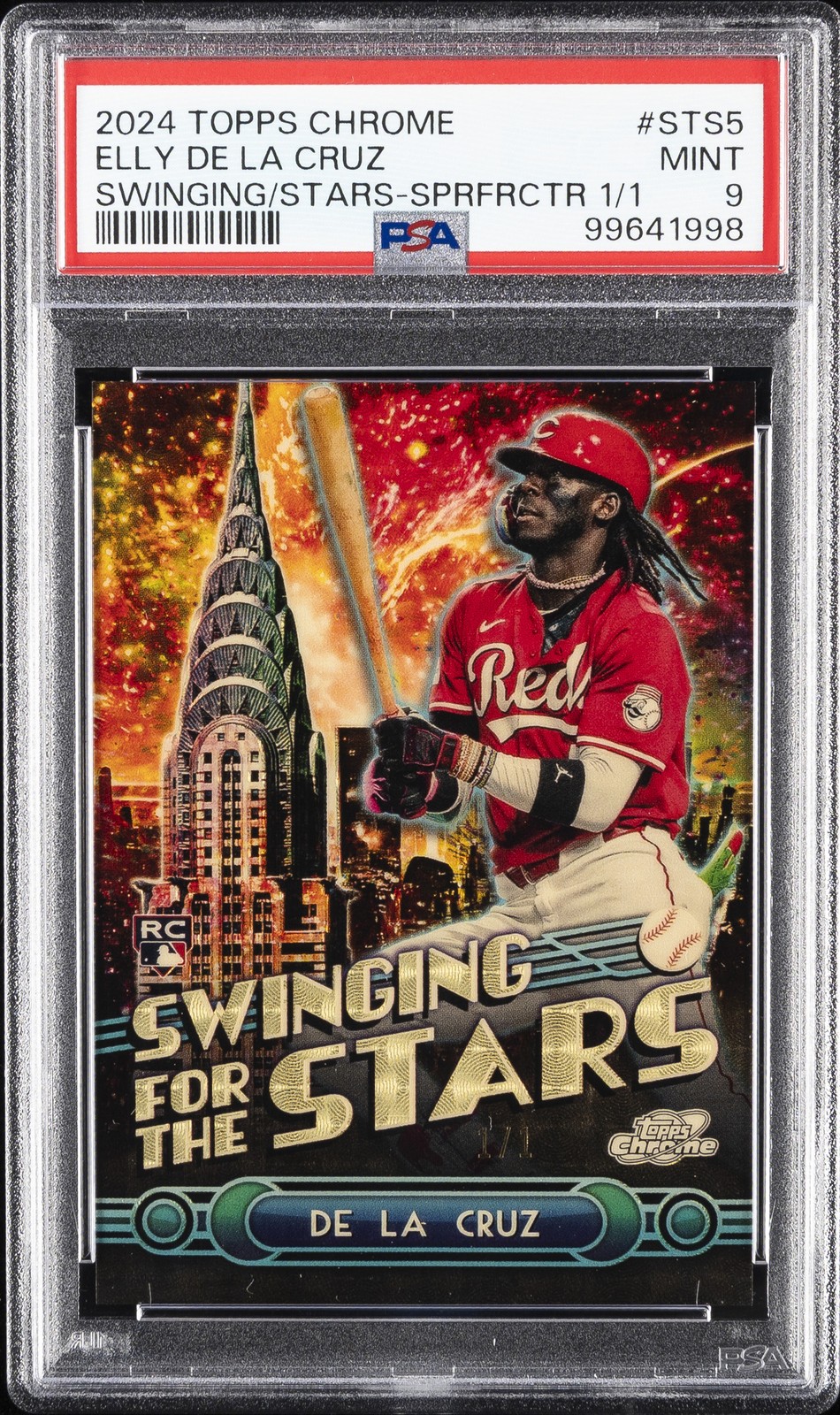 2024 TOPPS CHROME SWINGING FOR THE STARS #STS5 ELLY DE LA CRUZ ROOKIE 1/1 PSA 9