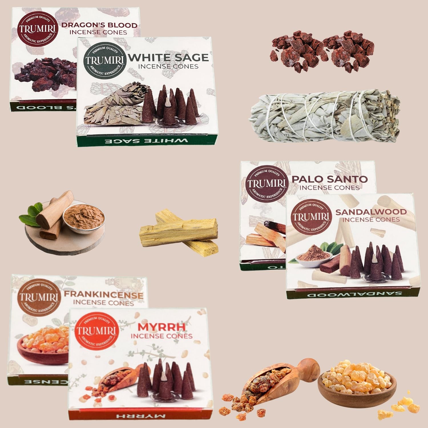 Trumiri Woody Incense Cones - Variety Pack - Total 60 Cone Incense (6 Scents ...