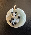 Jade Panda Bear Pendant 14K Gold Black Onyx Mother-of-Pearl Necklace — photo 1