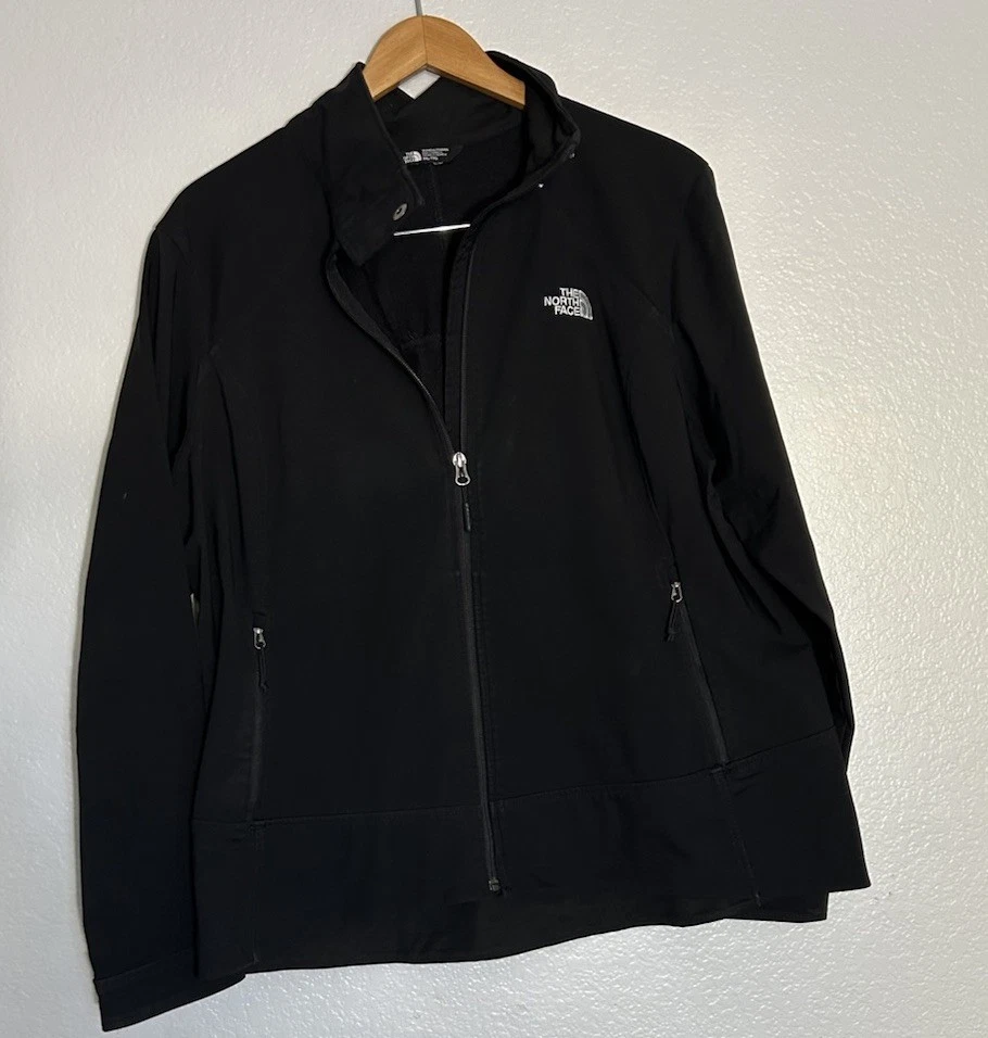 North Face Black Sz XXL Soft Shell Jacket Full Zip Pockets Logos