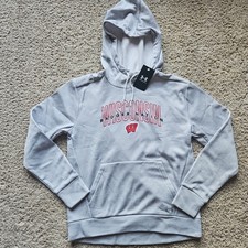 NEW Women's Small Wisconsin Badgers Nation Under Armour Hoodie Sweatshirt Gray