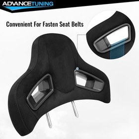 Seat Headrest Neck Cushion BK Suede Rod Dia 10mm Space 150mm For Mazda 3/6 Pair