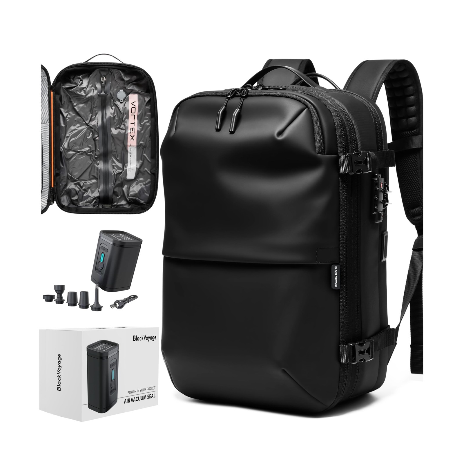 Vortex Vacuum Seal Travel Backpack 60L Expandable Air Compre