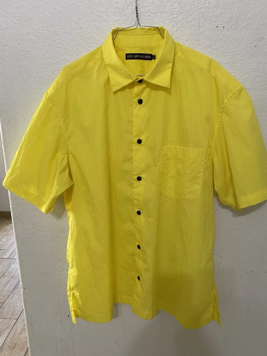 ISSEY イエロー 半袖シャツ MEN MIYAKE ISSEY MIYAKE Cotton Shirt Button-up Sleeve Short Vintage 90's MEN トップス
