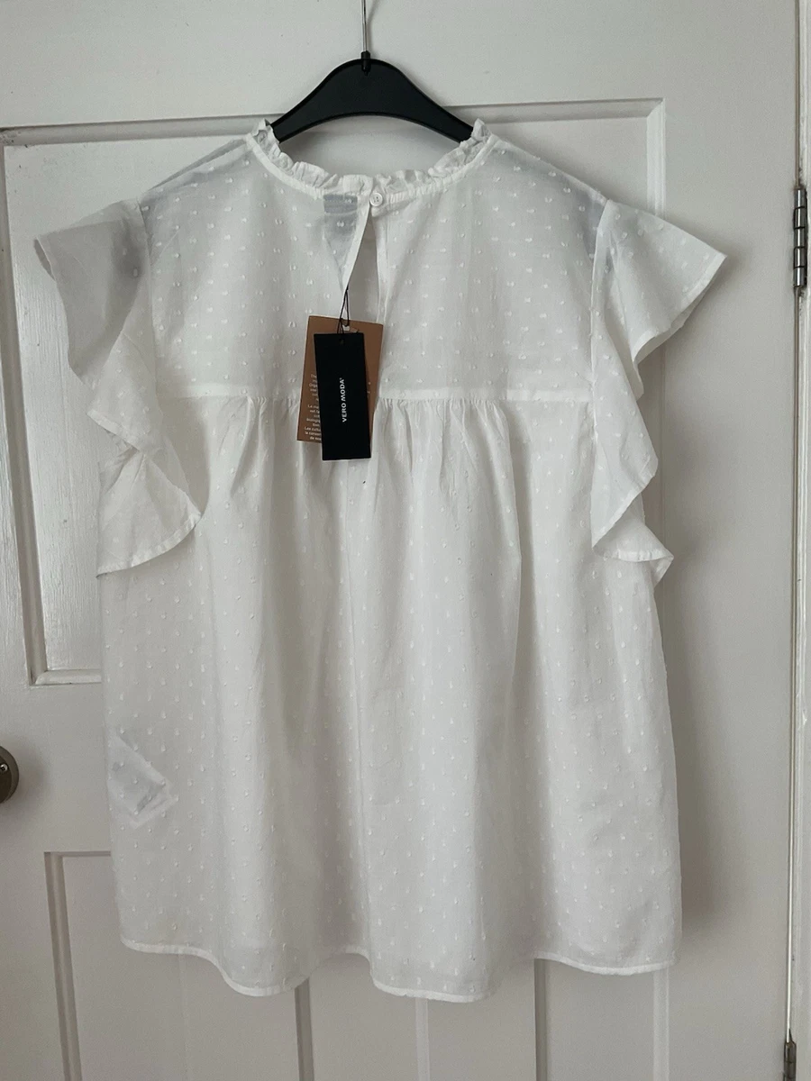 Vero Moda White Broderie Anglise Sleeveless Top XL
