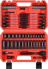 63-Piece Metric 1/4" Drive Socket Set & Nut Driver Set, Impact Standard &... 