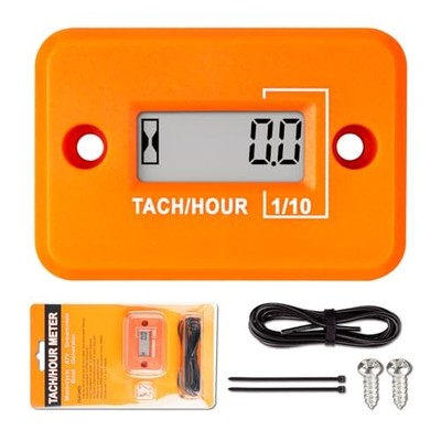 Nine-Rong Self-Powered Tach Hour Meter Digital LCD Inductive Tachometer Orange