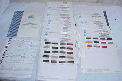 2002 PPG Paint Color Chip Charts IMPORTS Porsche Mercedes Jaguar Toyota Volvo