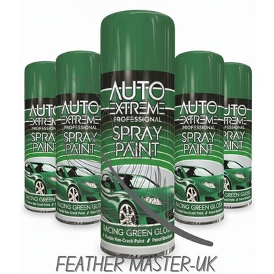 5x 400ml Glanz Racing Green Aerosol Sprühlack für Heimwerker, Auto, Holz & Metall
