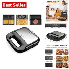Compact Electric Sandwich Press with Non-Stick Plates & Cool-Touch Handle