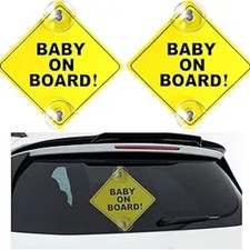 2PCS Baby On Board Sticker for Car Window, 5'' 5'' RemovableBaby On Board