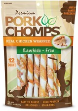 Pork Chomps Baked Skin Dog Chews, 5-inch Mini 12 Count Pack of 1 , DAA