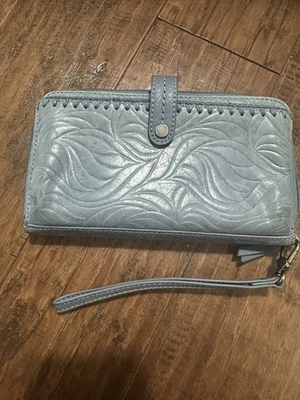 The Sak - Iris Convertible Large Crossbody Wallet Dusty Blue Embossed - Image 1 of 4