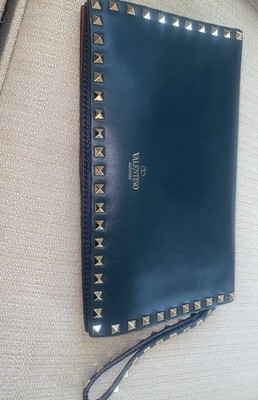 Valentino Leather Rockstud Clutch Bag Women Black One Size