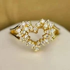 2Ct Round Lab Created Diamond Cluster Heart Wedding Ring 14k Yellow Gold Plated