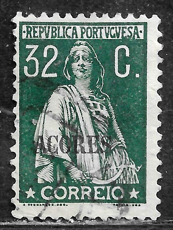 HICK GIRL-  USED PORTUGAL-AZORES STAMP   SC#199  1925  CERES ISSUE    H402