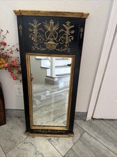 Miroir mural Palladio néoclassique renaissance encadré doré laqué noir doré