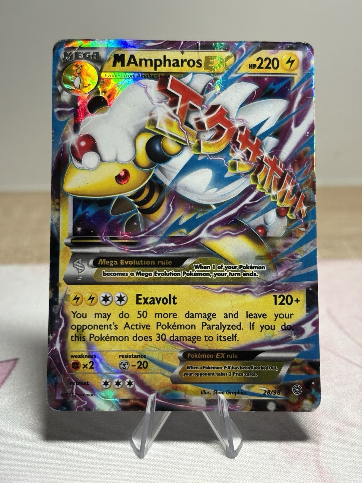 Mega M Ampharos EX 28/98 XY Ancient Origins Holo Ultra Rare Pokémon Card HP