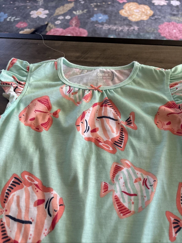 Carter's Girl's Soft Graphic Print Fish Nightgown Mint Size 8 NWOT - Image 2 of 4