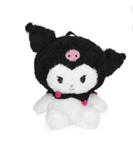Sanrio Kuromi Black White Girls Soft Plush Adjustable Straps Backpack 12.5" NWT