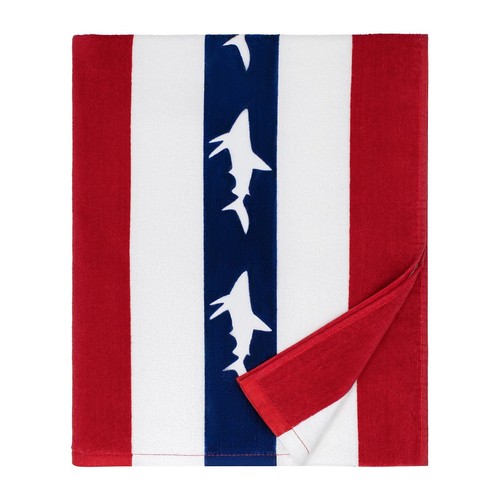 Large Beach Towel Oversized - Cotton Velour 35 x 70 Inch Shark Striped Terry ...