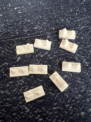 LEGO 15209 White Tile, Modified 1 x 2 with 2 Teeth Vertical 9 Pieces