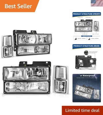 Waterproof Crystal Clear Headlight Set for 1994-1999 Chevy Models - Easy Install