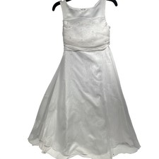 Bonnie Jean Girls White Organza Flower Girl Communion Dress Size 7 R42454-C