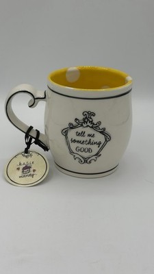 Katie Mandy ''Tell Me Something Good'' Mug White/Black Yellow Polka Dot Interior