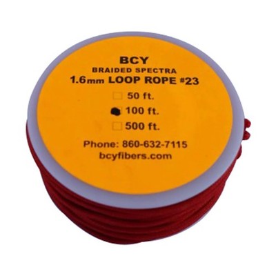 BCY Fibers Braided Spectra 1.6 mm Size 23 Loop Rope D-Loop Material Red 100 ft.