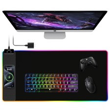 Mouse Pad with Wireless Charging, 31.5" x 15.75" Large Desk Mat RGB Gaming Mo...