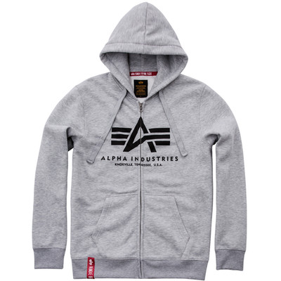 Alpha Industries Basic Zip Hoody grau Kapuzenpulli Kapuzenjacke Sweater