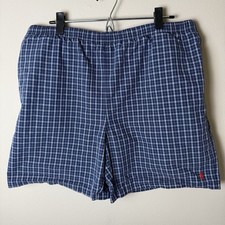 Vintage Polo Sport Ralph Lauren Swim Trunks Shorts Mens Large Navy Blue Plaid